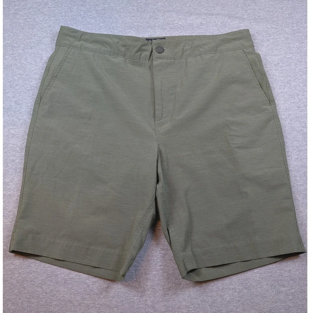 Faherty All Day Shorts Mens 33 Olive Green Hybrid Board Shorts Stretch Quick Dry